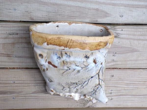 Vintage Handmade Glazed Studio Art Pottery Wall Pocket Vase - Picture 1 of 13