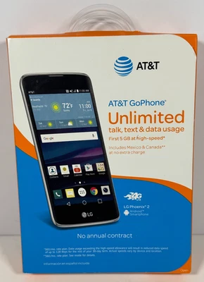 New Sealed AT&T GoPhone 16GB 5" LG Phoenix 2 Prepaid 4G LTE Smartphone Android - Image 1 of 4
