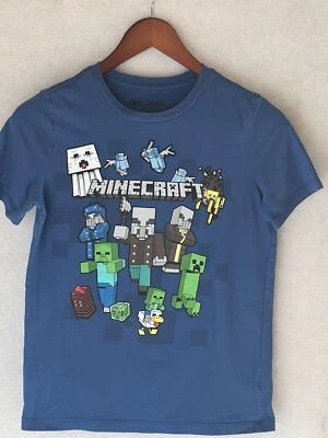 Official Boys Minecraft Characters Group Tee T-Shirt Creeper Steve Size Large - Image 1 of 4