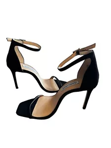 Charles David High Heel Sandals Black Suede Leather Square Toe Size 10 - Picture 1 of 11