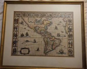 America Nova Tabula Map 1622 Reproduction Framed Antique Map Rare - Picture 1 of 14