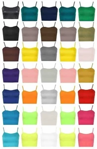 Ladies Sleeveless Strappy Vest Plain Camiosole Boob Tube Bralet Crop Top - Picture 1 of 23