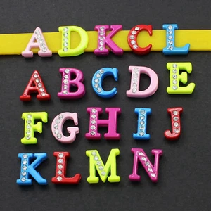 26 Half Rhinestone Letter "A-Z" Slide Charm Fit 8mm Wristbands Bracelet DIY Name - Picture 1 of 6