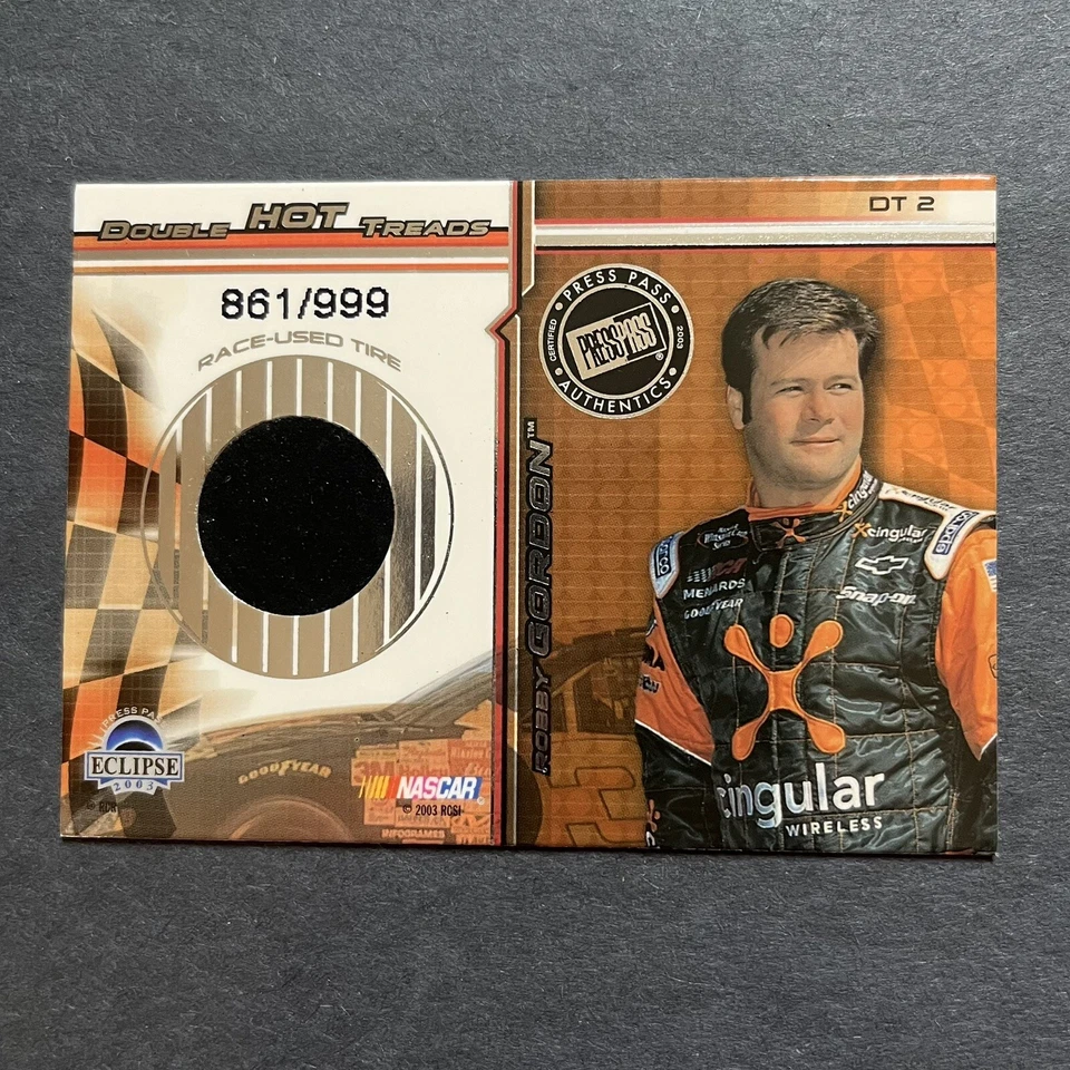2003 Press Pass Relic Kevin Harvick Robby Gordon Double Hot Treads Tire /999 - Image 1 of 2