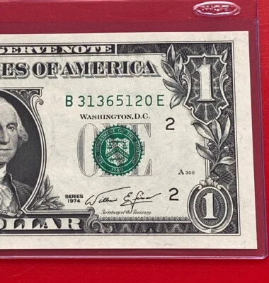 1974 $1 DOLLAR BILL ( NEW YORK B ) Block B-E UNCIRCULATED - Image 1 of 3