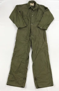 Men's Vintage 80s Authentic Military Green Coveralls Medium 100% Cotton Sateen - Picture 1 of 12