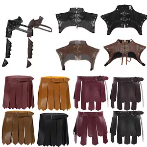 Costume vestito uomo gladiatore romano pelle PU gonna cintura vita petto imbracatura - Foto 1 di 175