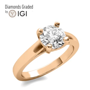 IGI Certified 2.0 Ct F VS1 Round cut Lab Diamond Ring 18K Rose Gold - Picture 1 of 9