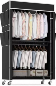 Kleiderschrank Stoffschrank auf Rollen Kleiderstange|Faltschrank Camping Schrank - Bild 1 von 24