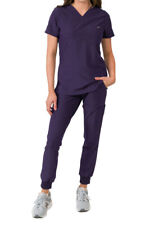 Medgear Aurora Women's Scrubs Set, One Pocket Top and Knit Rib Cuffs Jogger Pant