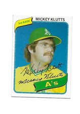 2020 HISTORIC AUTOGRAPHS AUTHENTIC '80 TOPPS MICKEY KLUTTS (A's)