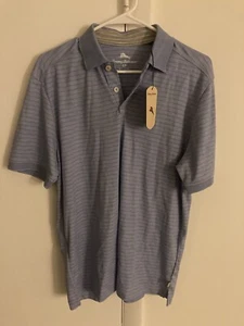 Tommy Bahama Island NWT NEW Men’s SIZE SMALL Polo Shirt Striped Light Blue - Picture 1 of 6