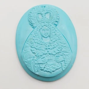 Figura virgen turquesa, turquesa natural, cameo tallado a mano, estilo vintage - Imagen 1 de 9