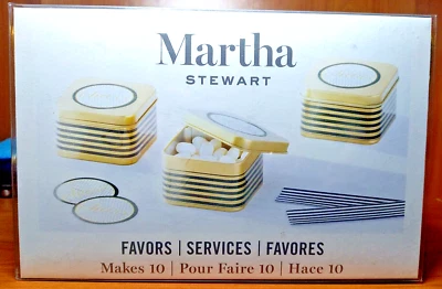 10 КОРОБОК MARTHA STEWART FAV ЗОЛОТИСТЫЙ МЕТАЛЛ С КРЫШКАМИ И 20 ПОЛОСАТЫХ ЭТИКЕТОК КВАДРАТНЫЕ - Изображение 1 из 4