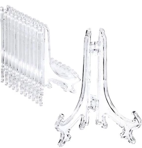 24 Plastic Easel Plate Display Stands Holders Weddings Home Decoration Clear 4" - Picture 1 of 3