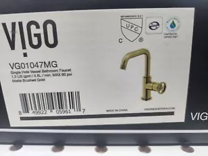 Vigo VG01047MG Single Hole Bathroom Faucet in Matte Brushed Gold - Picture 1 of 5