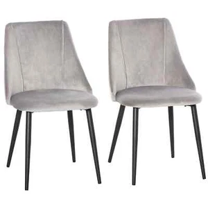 Set of 2 Dining Chairs Velvet Upholstered High Back Metal Legs Modern Design - Picture 1 of 12