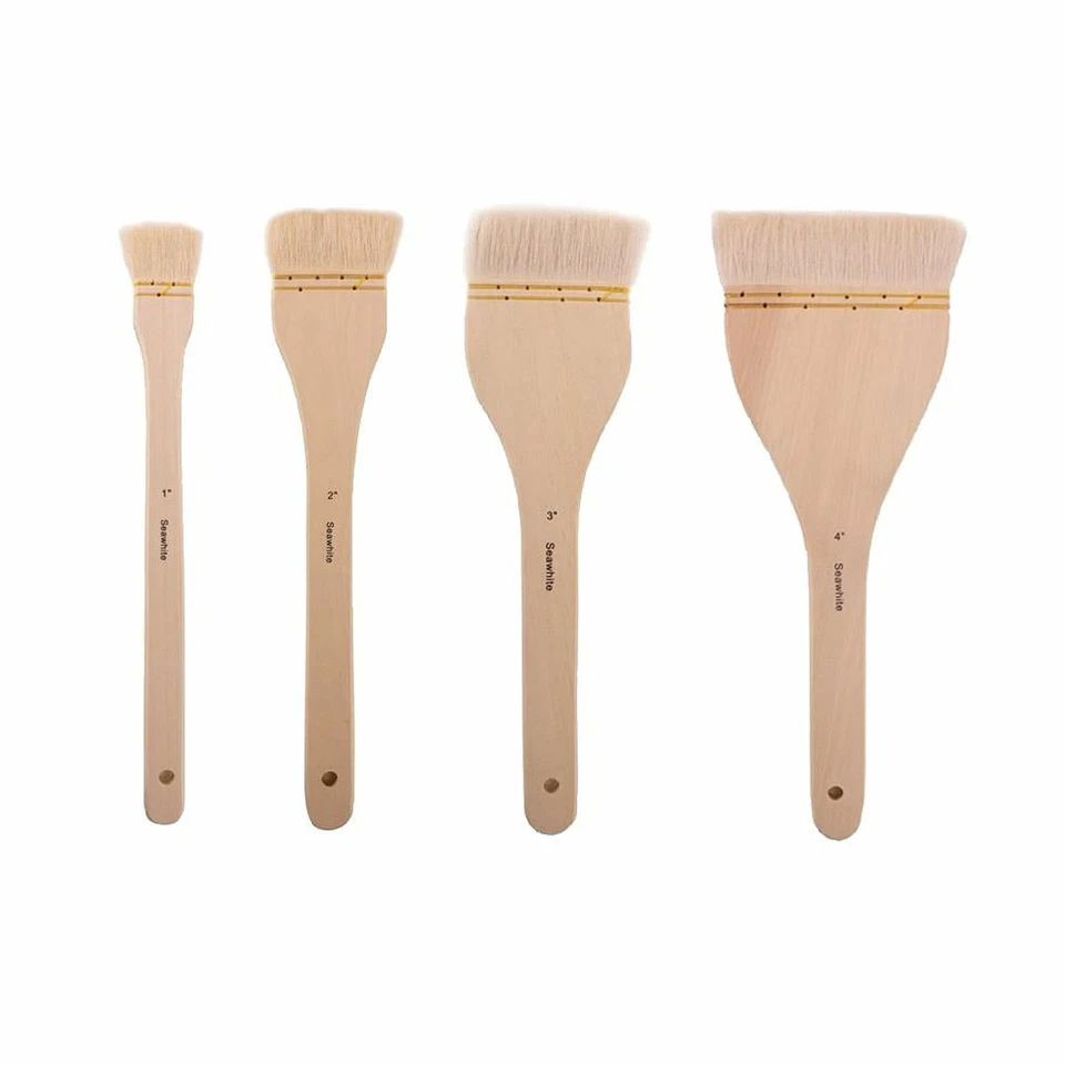 Seawhite of Brighton Wooden Handled Goat Hair Hake Paint Brushes