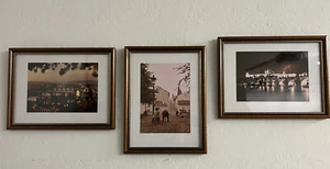 Vintage 3er Set Holzrahmen mit goldenem und schwarzem Muster Fotorahmen Bild - Bild 1 von 5