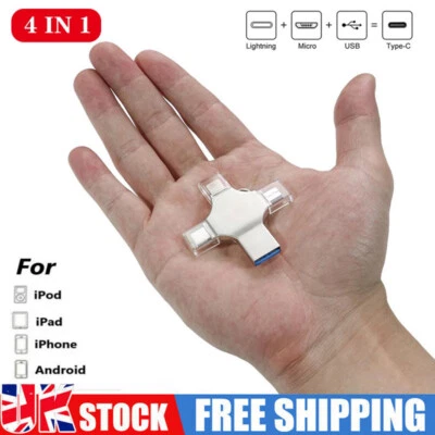 2TB 1TB USB Flash Drive External Storage Photo Memory For iPhone Samsung 4IN1 UK
