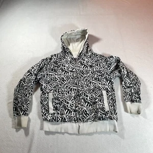 Vans Jacket Youth Extra Large Black Y2K Hoodie Full Zip All Over Print Outdoor - Picture 1 of 13