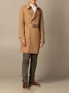 $1,495 ELEVENTY - Camel Trench Coat Jacket In Cotton With Belt Coat- 40 (50EU) - Picture 1 of 11