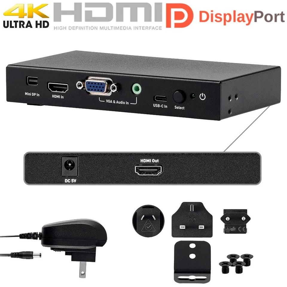 HDMI Mini Display Port DP VGA USB Type C to HDMI 4K 60Hz Multi Video Converter - Image 1 of 4