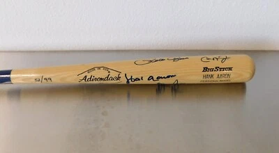 Bate de béisbol firmado por HANK AARON - PETE ROSE - CAL RIPKEN JR - NOLAN RYAN 52/99 Foto 1 de 4