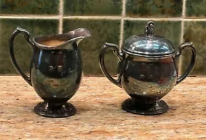 Vintage - William A. Rogers - Carol Muster - Milchkännchen & Zuckerdose mit Deckel - Bild 1 von 5