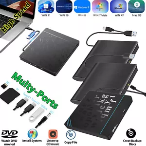 USB 3.0 Slim External CD DVD Drive Disc Burner Writer Recorder For Laptop PC Mac - Picture 1 of 35