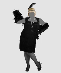 $109 BuySeasons Rubie's Women Black Flapper 4-Pc Dress Costume Set Plus Size - Picture 1 of 1