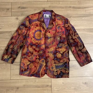 NWT Fiorella Mancini Valeria Conte Italy Hand Painted Velvet Blazer L- XL - Picture 1 of 17