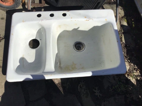 Old Kohler Antique Vintage Cast Iron Sink Heavy Enamel Industrial Farmhouse Used Cover
