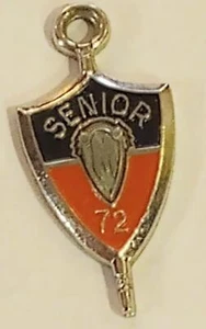 Vintage Josten's Silver Tone 1972 Graduation Charm from Tassel Red Blue Enamel M - Picture 1 of 2