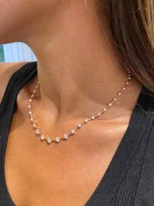5 Ct Round Cut Simulated Diamond Women's Tennis Necklace 14k Yellow Gold Plated - Picture 1 of 5