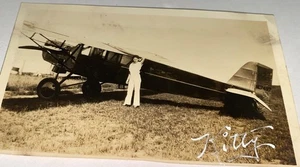 Raro Antiguo American Hermoso Mujer Gatito y Avión Temprano Foto Instantánea! US! - Imagen 1 de 6