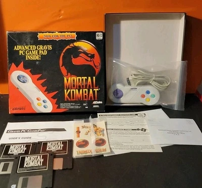 Rare 1992 Mortal Kombat Gravis Gamepad Edition PC Big Box 3.5 Floppy Game - Image 1 of 4