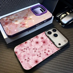 Étui rigide rose papillon antichoc pour iPhone 16 17 Pro Max 16e 15 14 13 12 11 - Imagen 1 de 20