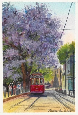 Pintura original 20 x 29,5 cm 175KzS Obra Acuarela Lisboa, Portugal Foto 1 de 3