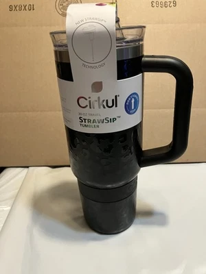 CIRKUL 30 OZ TRAVEL STRAWSIP  TUMBLER BLACK LEOPARD - Image 1 of 4