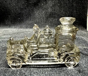 Antique Clear Glass Candy Container Pumper Fire Engine Victory Glass Co. - Picture 1 of 5