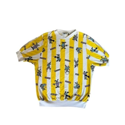 Blusa Sky Lite Feita nos EUA Feminina Vintage Anos 80 Estampa Gráfica Listra Tamanho GRANDE - Imagem 1 de 4