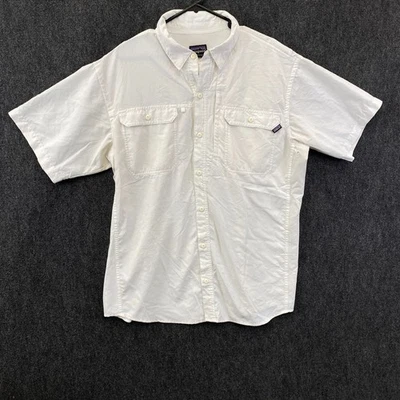 Patagonia Sol Patrol Mens Large Short Sleeve Button Down Shirt White Ripstop - Image 1 of 4