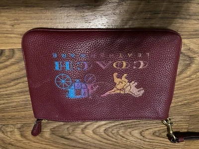 Coach Rexy and Carriage Burgundy Leather Wristlet Bag - Image 1 of 4