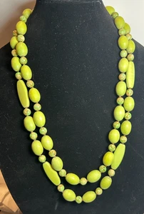 NOS JOAN RIVERS CLASSICS HALSKETTE GOLDFARBEN GLAS & HOLZPERLEN 2-TEILIGES SET 32" 28" - Bild 1 von 2