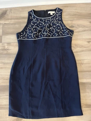 Petite Sophisticate Collectibles Sleeveless Dress Size 12 Waist 35" Navy Lined - Image 1 of 4