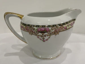 Victoria China Czechoslovakia VIT24 pattern Creamer Pink Flowers Gold Trim EUC - Picture 1 of 6