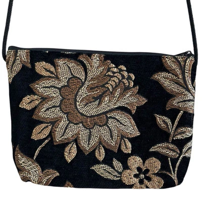 Danny K Floral Embroidered Tapestry Crossbody Purse USA Made Boho Vintage - Image 1 of 4