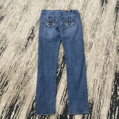 Pantalones de mezclilla JNCO para mujer 27 ajustados tiro bajo azul oscuro Y2k ropa de calle skate Foto 1 de 4