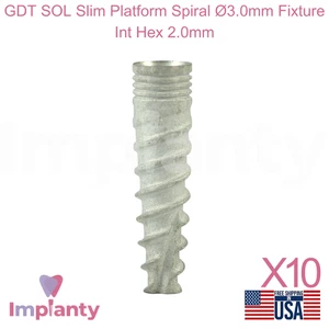10x GDT SOL Piattaforma Sottile Spirale Ø3,0mm Titanio Apparecchio Dentale Int Esagonale 2,0mm - Foto 1 di 9